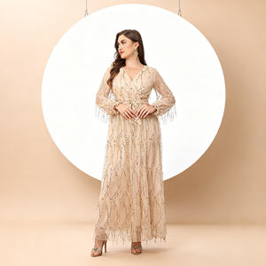 Robe Abaya plissée élégante et luxueuse en polyester imprimé pour femmes musulmanes, vente en gros personnalisée, fournisseur du Moyen-Orient - Product Image 3