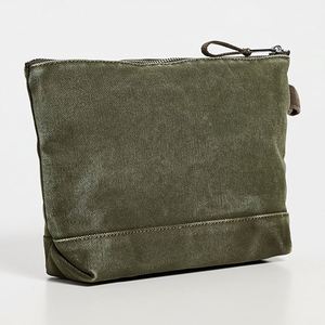 กระเป๋าเครื่องสำอางผ้าแคนวาสพับได้แบบพกพาสำหรับผู้หญิง สีพื้น มีซิป เป็นมิตรกับสิ่งแวดล้อม เหมาะสำหรับการเดินทาง - Product Image 5