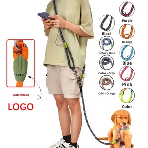 Multifunctional Reflective Nylon Crossbody <b>Dog</b> <b>Leash</b> Hands Free Running Pet Traction Belt nylon pet traction rope - Product Image 1