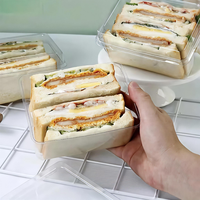 Boîtes à sandwichs, pâtisseries et desserts en plastique PET transparent de haute qualité, jetables, avec couvercles