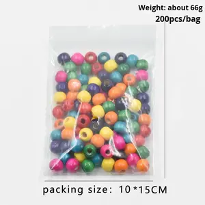 DIY Schmuckzubehör 10MM Runde Großloch-Holzperlen mit Buntem Lack für Kinder-Handarbeit, Schuhe und Taschen aus Yiwu - Product Image 4