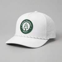 Gorra de béisbol OEM Golf Rope Hat de 5 paneles, verde, con parche bordado, perforaciones cortadas a láser, de secado rápido, snapback, al por mayor, personalizada, blanca