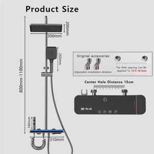 Ensemble de douche thermostatique mural moderne de luxe avec pomme de douche pluie, système de douche intelligent numérique en laiton massif pour baignoire spa - Product Image 6