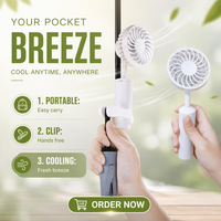 Refroidissement 4 en 1 USB avec ventilateurs à pince Handy OEM petit multifonctionnel personnalisable électrique extérieur été batterie 2025 ventilateur pratique