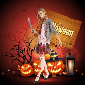 Disfraz De <span class=keywords><strong>Colegiala</strong></span> Sangrienta De Terror Para <span class=keywords><strong>Halloween</strong></span> Disfraz De Zombie De Terror Para Adulto Mujer <span class=keywords><strong>Colegiala</strong></span> Zombie Sexy - Product Image 2