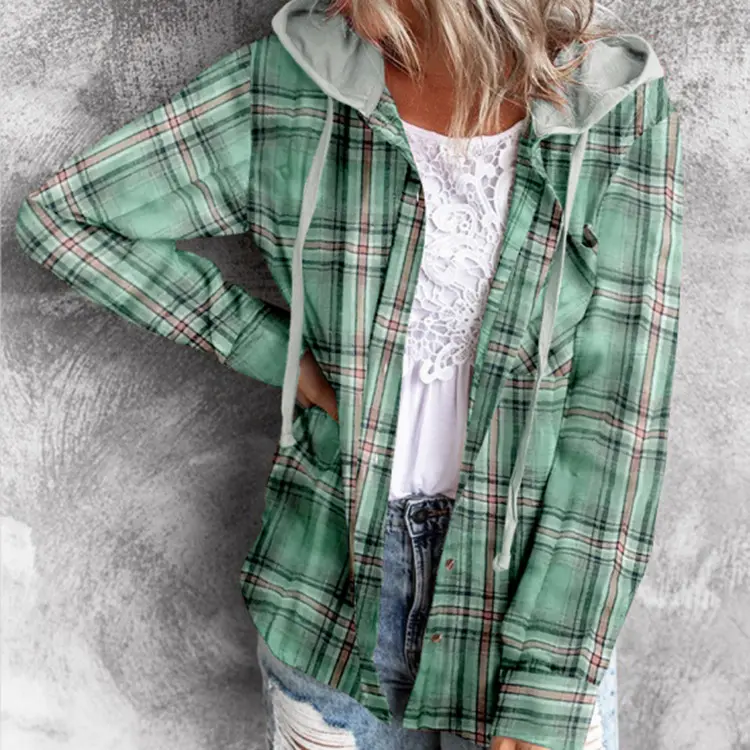 Herbst Damen Casual Blusen & Tops Elegante Langarm Baumwolle Polyester Flanell Plaid Shirt Plus Size Damen Blusen & Shirts
