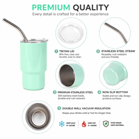 Gobelet isotherme portable en acier inoxydable 304 de 3 oz avec logo personnalisé, pour expresso, café, spiritueux et liqueurs, avec paille et couvercle
