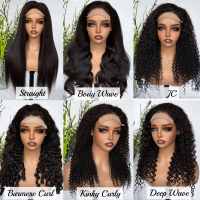 Wig Lace Closure 5x5 Grosir, Rambut Campuran Sintetis dan Rambut Manusia, Wig Rambut Manusia Body Wave # 2 Warna untuk Wanita Kulit Hitam