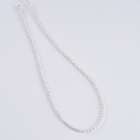 Chaînes de perles d'eau douce naturelles AK de couleur blanche, forme presque ronde, 3,5-4 mm