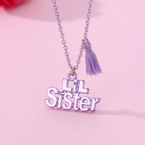 Collier avec pendentif lettre de couleur douce, collier pour grande sœur, meilleur ami, collier pour petite sœur, collier d'amitié BFF pour filles - Product Image 5