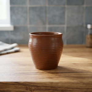 Taza de Té de Cerámica Hecha a Mano, Color Marrón, Acanalada, Reutilizable, para Chai, para el Hogar, Fiestas y Restaurantes - Product Image 2