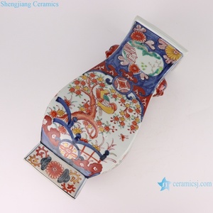 RZQF05 <strong>Imari</strong> Style Jingdezhen Hand Painted Colorful Flower and Bird Pattern square Blessing Bucket Bottle