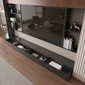 Meuble TV LED 4K, design moderne et luxueux, montage mural flottant, en bois, pour salon, hôtel, appartement - Product Image 2