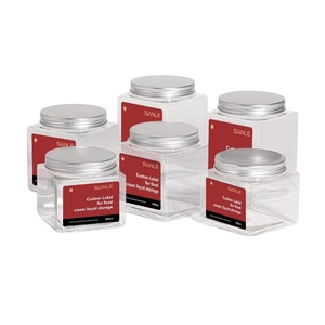 Thân Thiện Với Môi Có Thể Tái Chế 300Ml 400Ml 500Ml Rõ Ràng Pet Nhựa Vuông Jar Với Ghi Nhãn Cho Trái Cây Sấy Khô Và Trà Lưu Trữ - Product Image 1