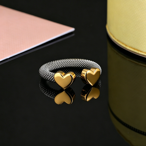 <span class=keywords><strong>Anillo</strong></span> de Acero Inoxidable para Mujer, Diseño de Oso, Joyería de Moda, Regalo, <span class=keywords><strong>Anillo</strong></span> de Dedo, Oro, Plata, <span class=keywords><strong>Anillo</strong></span> de Oso con Malla - Product Image 1