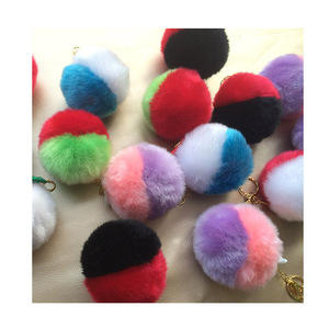 Porte-clés en fausse fourrure, pompons colorés avec nœud, accessoire pour sac ou voiture pour filles - Product Image 6