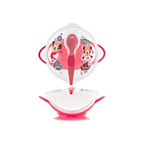 Juego de platos infantiles de Minnie Mouse de 3 piezas con cuchara y tapa para la comida de los niños - Product Image 1