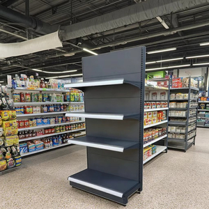 Étagères de présentation métalliques légères sur mesure pour supermarchés et pharmacies, gondoles pour l'épicerie - Product Image 2