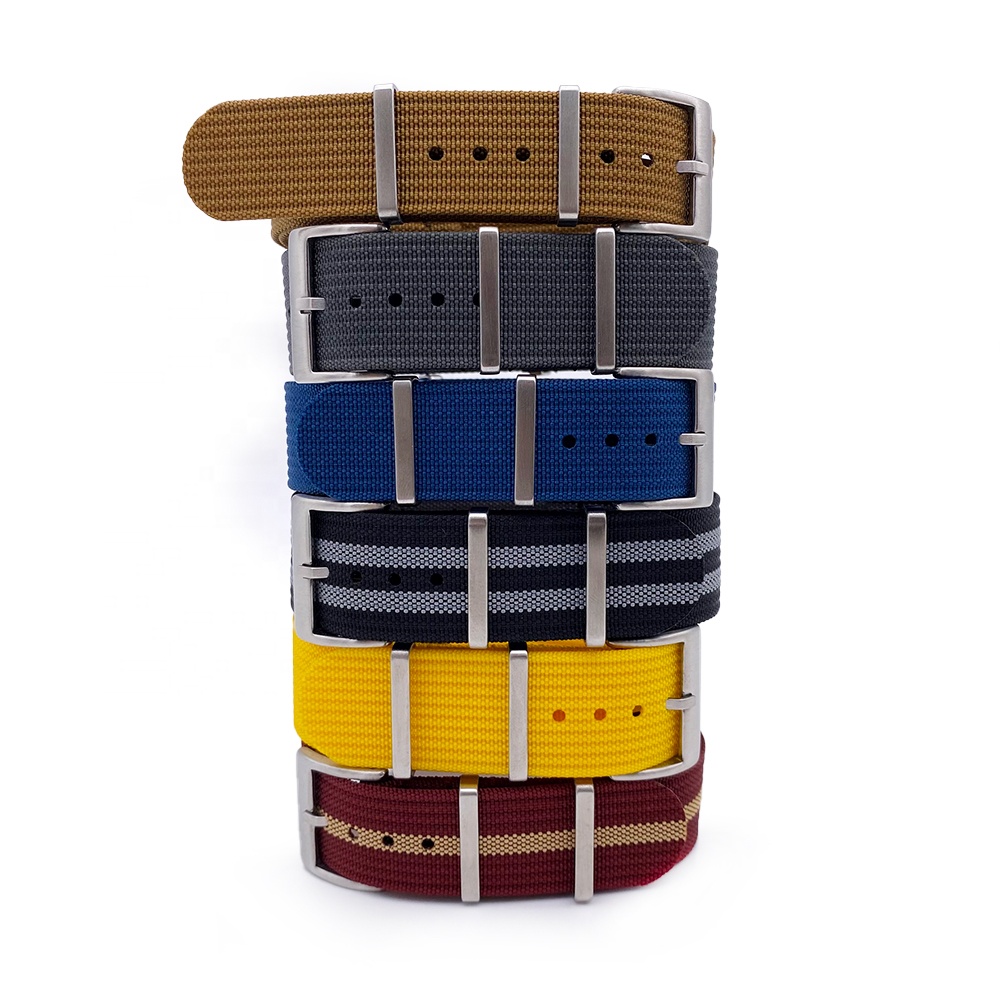 Custom Wholesale Single Pass Nylon Watch Band 18mm 19mm 20mm 21mm 22mm 24mm Braid Ballistic Fabric Ribbed Nylon Watch Strap