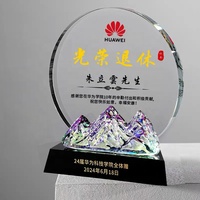 Nouvelle conception de plaque de récompense en verre rond en cristal d'iceberg arc-en-ciel pour les concours