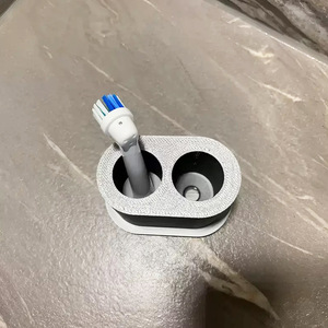 Portaspazzolini con Contenitore, Design Moderno Ovale in Plastica, Portaspazzolini Autoportante - Product Image 1