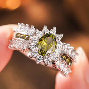 Anello Cocktail Floreale A019 in Argento 925 con Zaffiro Taglio Brillante Rotondo, Montatura a Griffe, Anelli Raffinati da Donna per Fidanzamento - Product Image 2