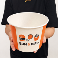 Seau à poulet frit jetable en papier de qualité alimentaire avec couvercle, personnalisable avec logo, pour vente en gros