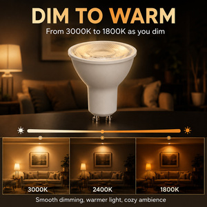 GU10 หลอดไฟ LED สปอตไลท์หรี่แสงได้ 5W 3000K-1800K 500-550LM CRI80 60 องศา AC230V วอร์มไวท์สำหรับห้องนั่งเล่น - Product Image 1