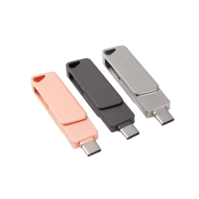 HEYBINGO 4-in-1 Metal Pen Drive OTG Function USB 3.0/2.0 128GB-2TB Capacity Laser Logo 32GB Built-in New Encryption Type-C USB