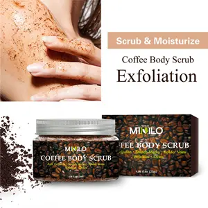 Scrub badan wajah kopi organik alami, Exfoliator tubuh kopi pemutih gaya laris