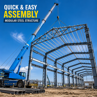 Bâtiment préfabriqué en structure métallique pour hangar, entrepôt, atelier, usine, matériaux métalliques industriels