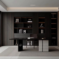 Étagère intégrée de style grille moderne, bibliothèque de salon blanche personnalisée
