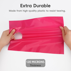 Sacs de shopping en plastique personnalisés avec logo imprimé, poignée découpée en LDPE, sacs cadeaux pour boutique de vêtements de détail - Product Image 4