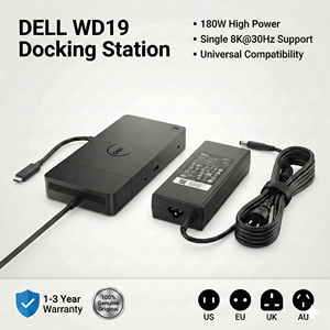 Station d'accueil <span class=keywords><strong>Dell</strong></span> WD19 USB-C d'origine avec adaptateur 180W prenant en charge deux moniteurs, Ethernet Gigabit et alimentation haute puissance - Product Image 1