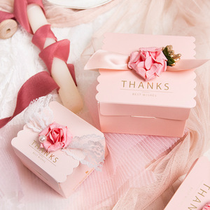 Vente en gros d'emballage de fournitures de mariage boîte cadeau de cadeaux de fête d'anniversaire boîte à bonbons de mariage en papier pliable vide rose - Product Image 4