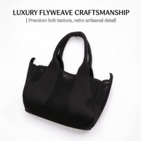Tas Rajut Kain Tenun Kustom Grosir dengan Pola Geometris & Cetakan Ganda, Tas Jinjing Kasual untuk Dibawa di Pergelangan Tangan/Bahu