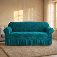 Moderner Jacquard-Sofabezug, rutschfester, gerüschter Stoffbezug für Wohnzimmer, staubdicht, elastisch, Stretch-Couchbezug-Set