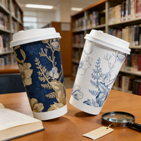 Gobelet à boisson chaude noir personnalisé de 8 oz/12 oz/16 oz, gobelet à café jetable à paroi simple avec couvercle, gobelet en papier à emporter pour les boissons