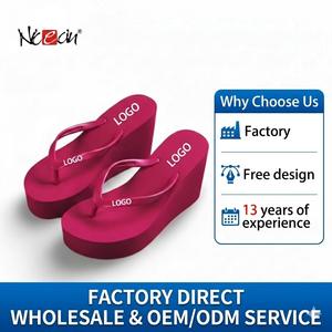 Custom Logo EVA Platform Wedge <b>Flip</b> <b>Flops</b> Factory Wholesale <b>Ladies</b> High Heel Thick Sole Slippers OEM/ODM - Product Image 1