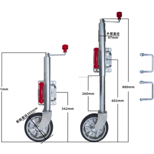 Nouvelle <span class=keywords><strong>roue</strong></span> de <span class=keywords><strong>jockey</strong></span> pivotante de style australien 8/9'' avec pneu en caoutchouc massif, capacité 800 kg, élévation 254 mm, pièces de remplacement/<span class=keywords><strong>réparation</strong></span> pour remorque - Product Image 1