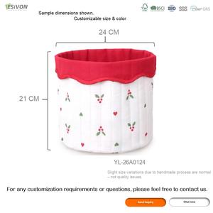 Cesta de Almacenamiento Plegable de Algodón y Lino para Niños, Reversible, con Estampado de Plantas, No Tóxica, Organizador de Calcetines, Ropa y Pañales para Bebés - Product Image 4