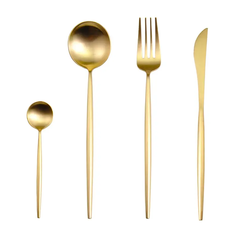 Western Restaurant Golden Tableware Stainless Steel Spoon Fork Cutlery Set Wedding Gifts Flatware