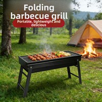 Barbecue portable en fer, barbecue pliable, réchaud d'extérieur, barbecue au charbon de bois pour la randonnée, les voyages et le camping