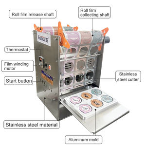 מכונת אריזה חצי אוטומטית נייר פלסטיק סרט ציפוי יוגורט גביע מכונת איטום רוטב עגבניות רוטב עגבניות - Product Image 2