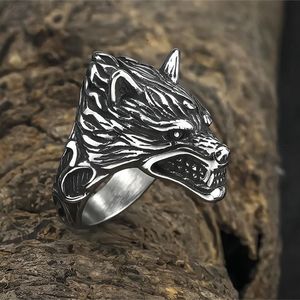 Men's Stainless Steel Wolf <b>Head</b> Ring Animal Shape Hip Hop <b>Style</b> Jewelry Gift - Product Image 1