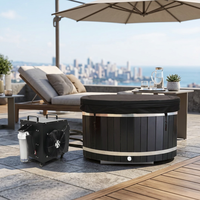 Bain froid ovale d'été en bois de cèdre rouge avec revêtement en acier inoxydable, refroidisseur WiFi 1HP à refroidissement rapide pour l'extérieur