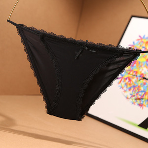 Airtamay quần lót nữ cạp cao ren gợi cảm quần lót thường ngày có gân kiểu dáng quần lót cạp cạp cạp cao màu trơn - Product Image 5