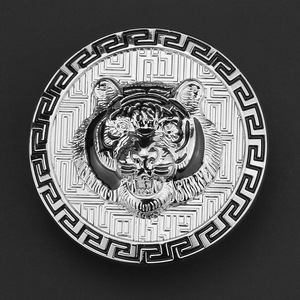 내부 크기 40mm 솔리드 황동 사자 머리 서양 이름 플레이트 벨트 버클 - Product Image 2