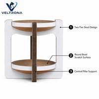 Plateforme à gratter pour chat en carton ondulé, forme tabouret, à deux niveaux, avec bol rond, mobilier d'intérieur, vente en gros
