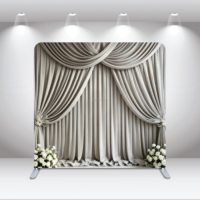 Direct usine 8x8FT Cadre en aluminium pour toile de fond portable en tissu tendu type taie d'oreiller, coloris Crème, Mauve, Tan, pour mariages, fêtes et photographie